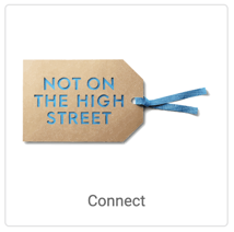 not on the high street logo on tile with button that reads, Connect