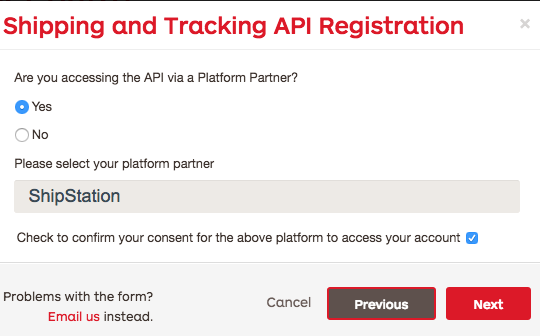 StarTtrac API registration Partner page