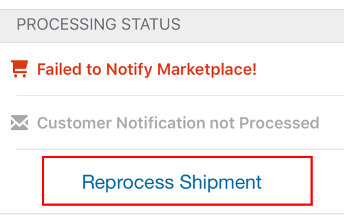 Mobile Shipment details marketplace notification failed image