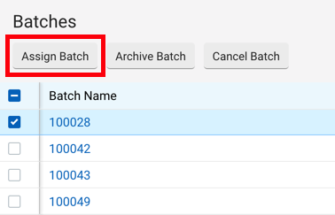 V3 Shipping tab, red box outlines Assign Batch button