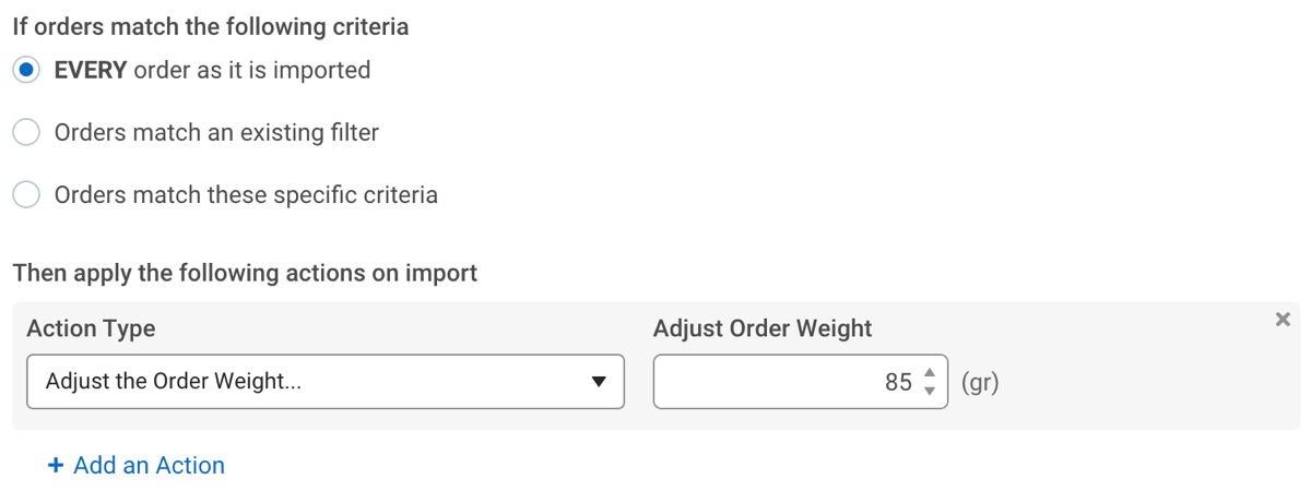 Automation Rules. Example for adding weight in Metric
