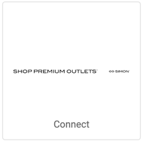 Shop Premium Outlets logo on square tile button that reads, "Connect".