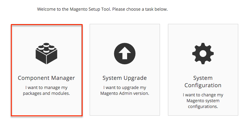 Magneto v2 Setup Tasks with Component Manager highlighted.