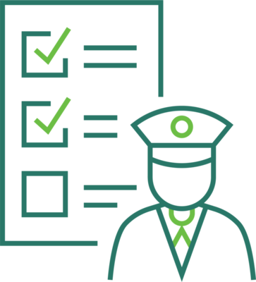 Illustration of a military officer in front of a checklist.