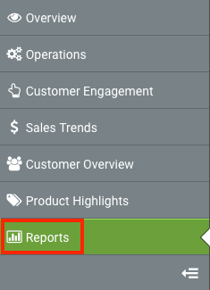 Sidebar menu with Reports option highlighted.
